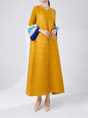 High-end V-neck Flare Sleeves High-end Pleated Elegant Dress