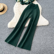 Casual Knitted Sets Ladies O Neck Loose Multicolor Tops+Basic Long Pants American Style High Quality Sweater Suits