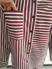 Women Shorts Pant Set Two Piece Sets Jogger Tracksuit Turn Down Collar Full Sleeve Shirt Striped Short Pants High Waist