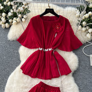 Chic Elegant Three-dimensional Ruched slim chain casual Sexy Evening Fashion fairycore women clothing Two Piece Set