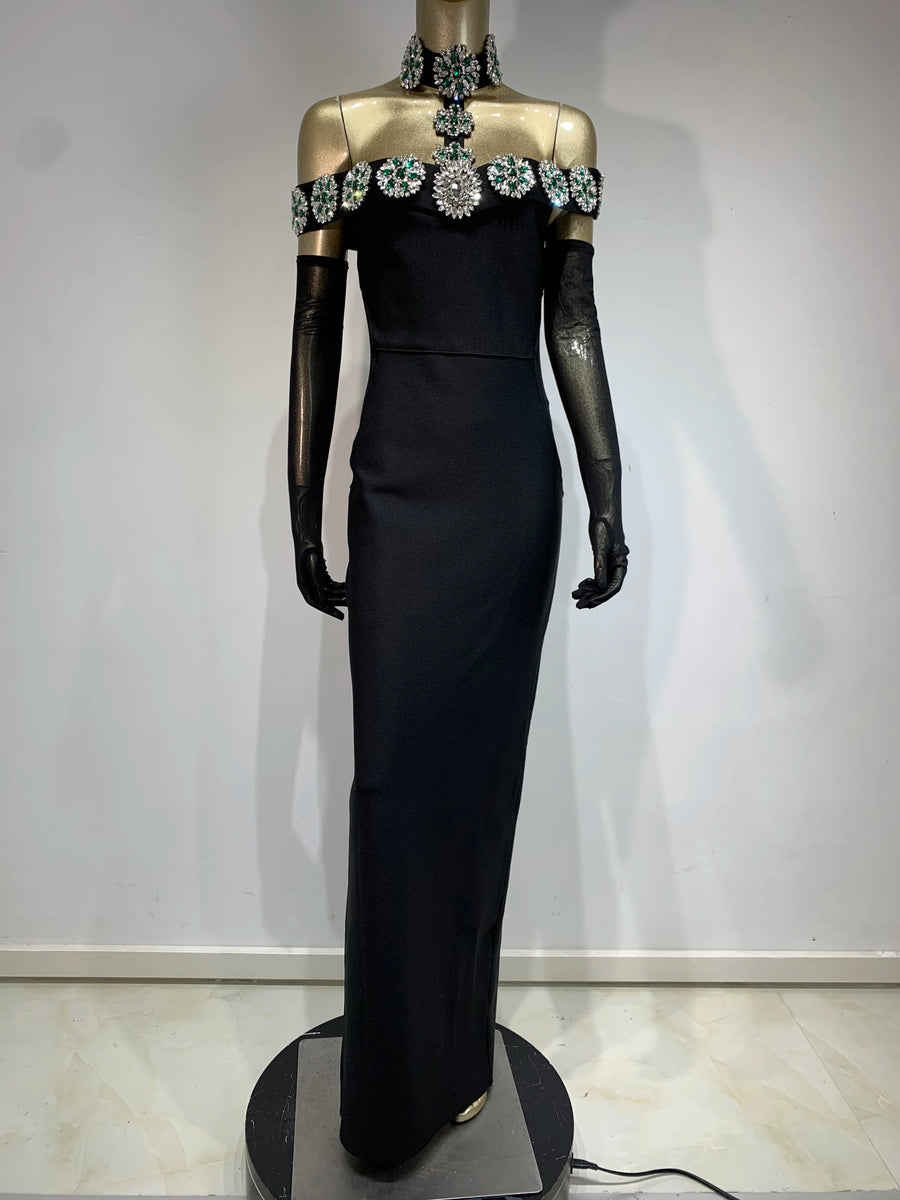 High quality diamond sexy bandage long bodycon dress ETERNA High quality diamond sexy bandage long bodycon dress ETERNA