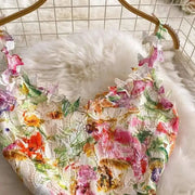 Long dress with open back and sexy A-line cut with high-quality flowers and embroidered lace