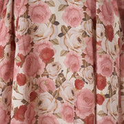 Elegant dress with floral print, high neck, long sleeves with high-quality belt