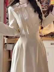 French senior princess style wear suit women's autumn design feeling bow jacket waist and thin skirt