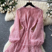 Cake Dress Women Long Dresses High Waist Vestidos Full Sleeve Elegant Splice Y2k Streetwear Work Party Night Ruffles High Waist