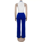 Elegant two-piece set for women: printed tank top and high-quality wide-leg pants