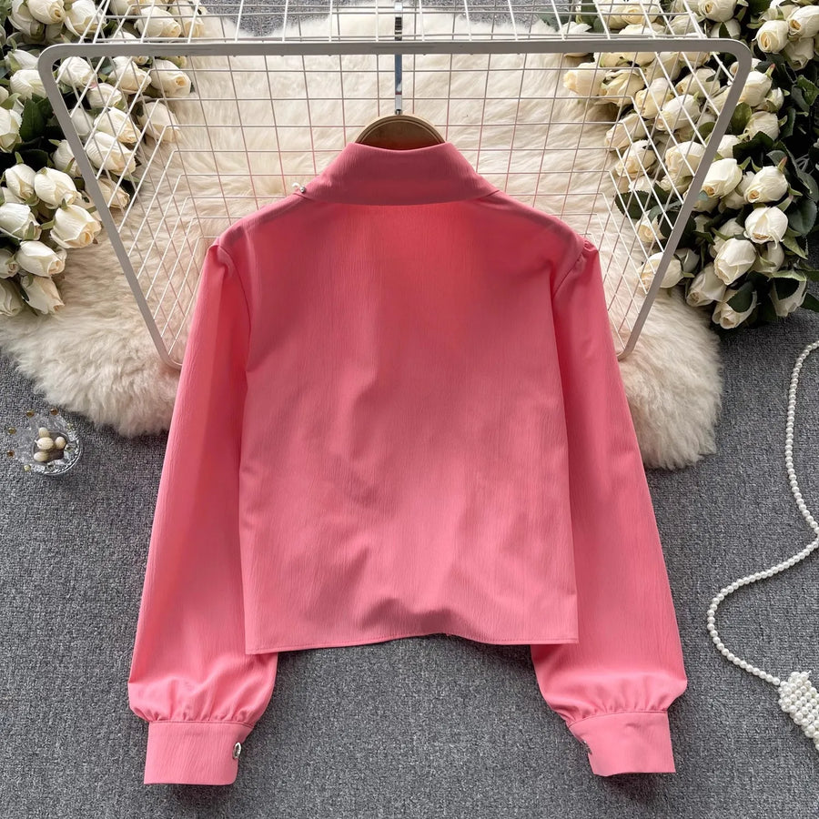 High Quality Sequin Ruffle Long Sleeve Blouses