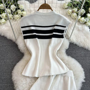 Pant Set Women Two Piece Sets Matching Sets Sleeveless Knitted Slim Fit Tops Wide Leg Long Pants High Elastic Waist Casual
