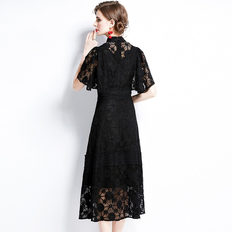 High Quality Lantern Sleeve Elegant Maxi Dress