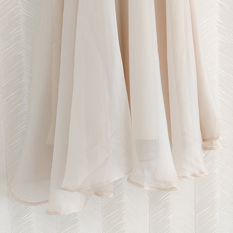 Women Spring Summer Dress Runway Fashion V-Neck 3D Appliques Backless Long Sleeve White Apricot Elegant Party Holiday