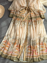 Vintage Elegant Party Floral Long Dress Flare Sleeves Stand Collar High Waist High Quality