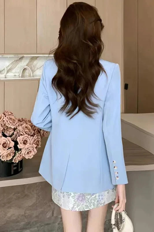 High-end and light luxury long-sleeved top+skirt two-piece set