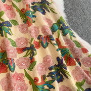 Elegant Vintage Office Long Dress Women Summer V Neck Sleeveless Print Floral Luxury Dress Evening Party Birthday Dresses