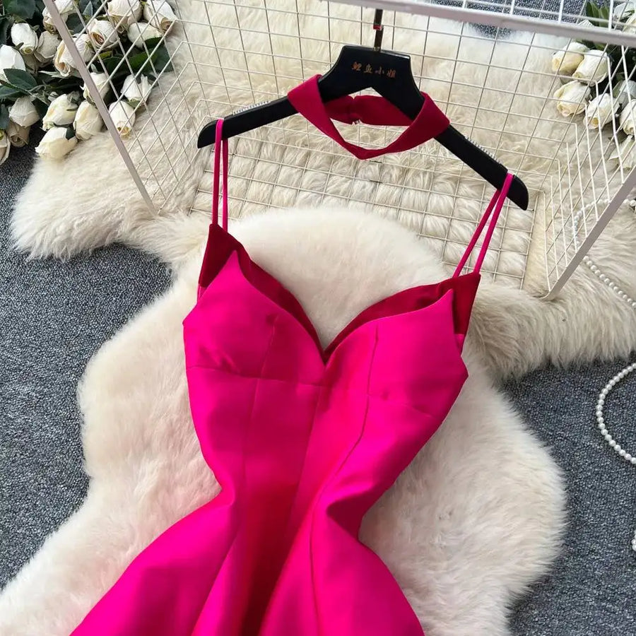 High-waisted, plain A-line formal dresses with thin straps, high quality