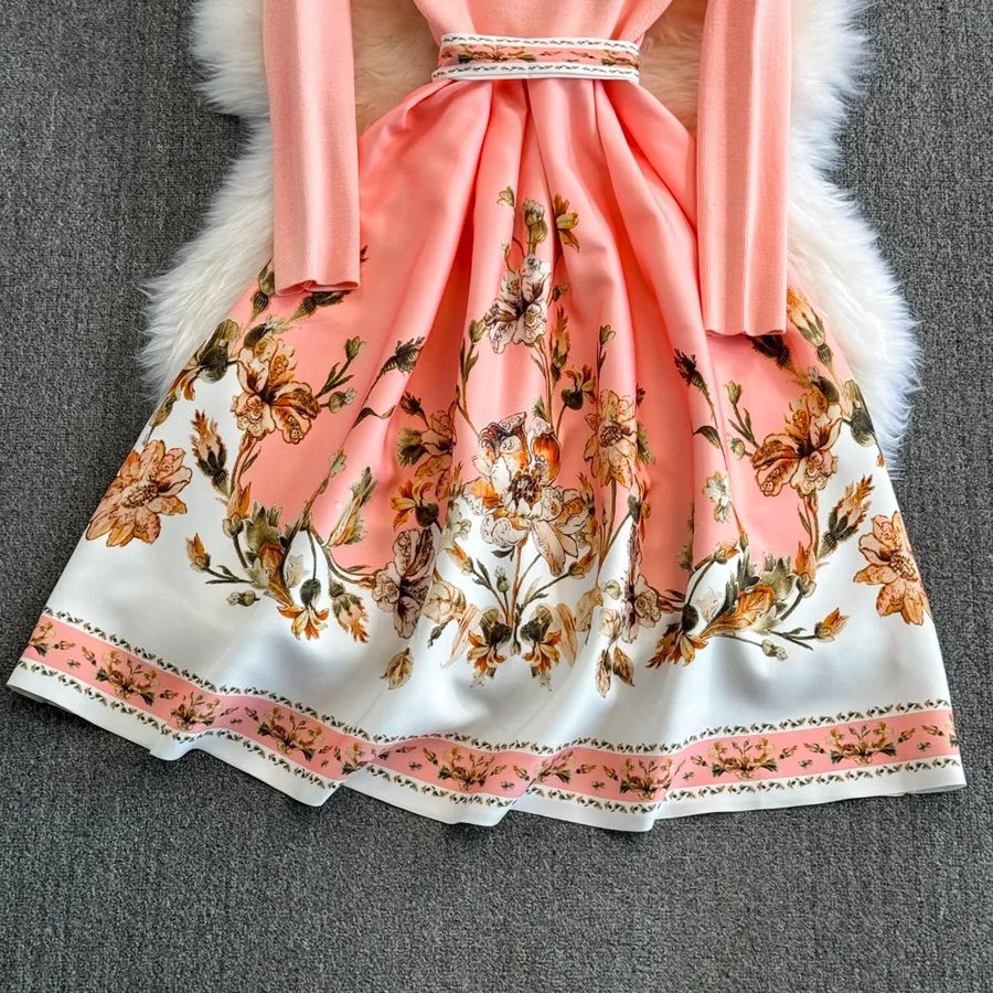 pink and orange sweater dress JJXX long sleeve crochet dress in orange pink white stripe