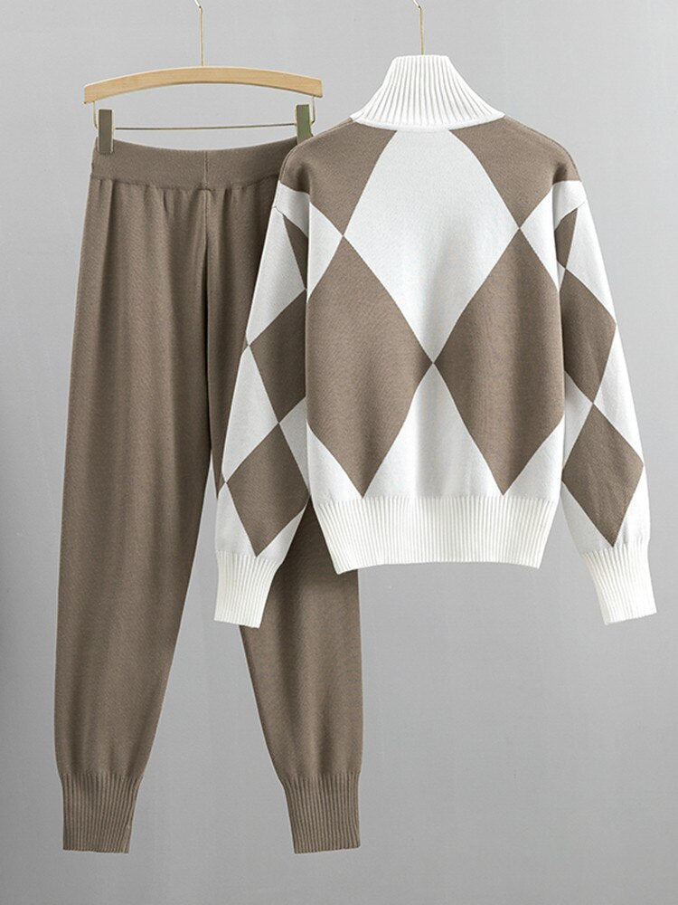 Two Piece Set Turtleneck Long Sleeve Sweater + High Quality Harem Pant