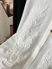 New Style Shirt Women's French Style Niche Design Embroidered Jacquard Retro Versatile White Long Sleeved Shirt