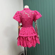 Princess sweet and lovely water-soluble lace openwork dress with belt