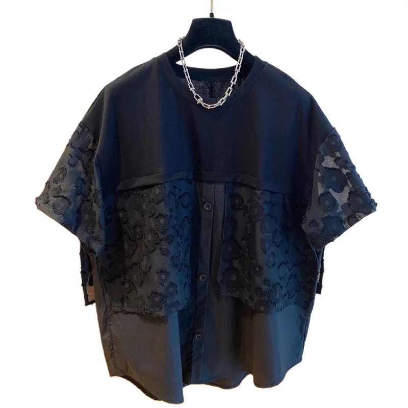 High Quality Loose Black Short Sleeve Shirts