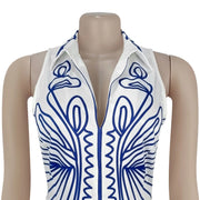 Elegant two-piece set for women: printed tank top and high-quality wide-leg pants