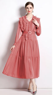 High Quality Elegant V Neck High Waist Maxi Dress