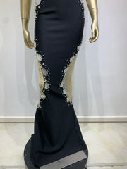 Elegant Strapless Dresses V Neck High Quality Crystal Plexiglass Petal Embroidery