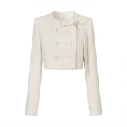 French senior princess style wear suit women's autumn design feeling bow jacket waist and thin skirt