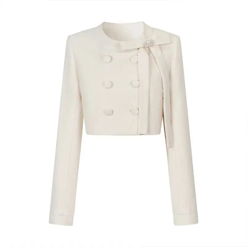French senior princess style wear suit women's autumn design feeling bow jacket waist and thin skirt