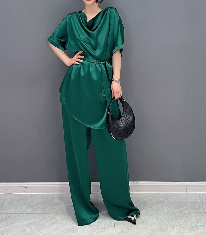 High Quality Solid Color Elegant 2 Piece Long Set