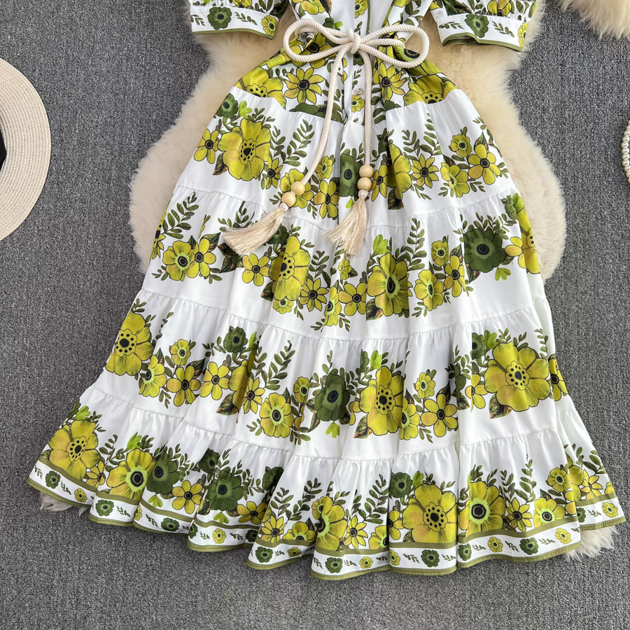 High Quality Floral Print Elegant Dress