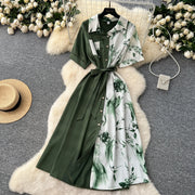 Chic Single Breasted Spliced Elegant Korean Fashion Fairy Sexy High Waist Vestidos Summer High Street Women Vacation