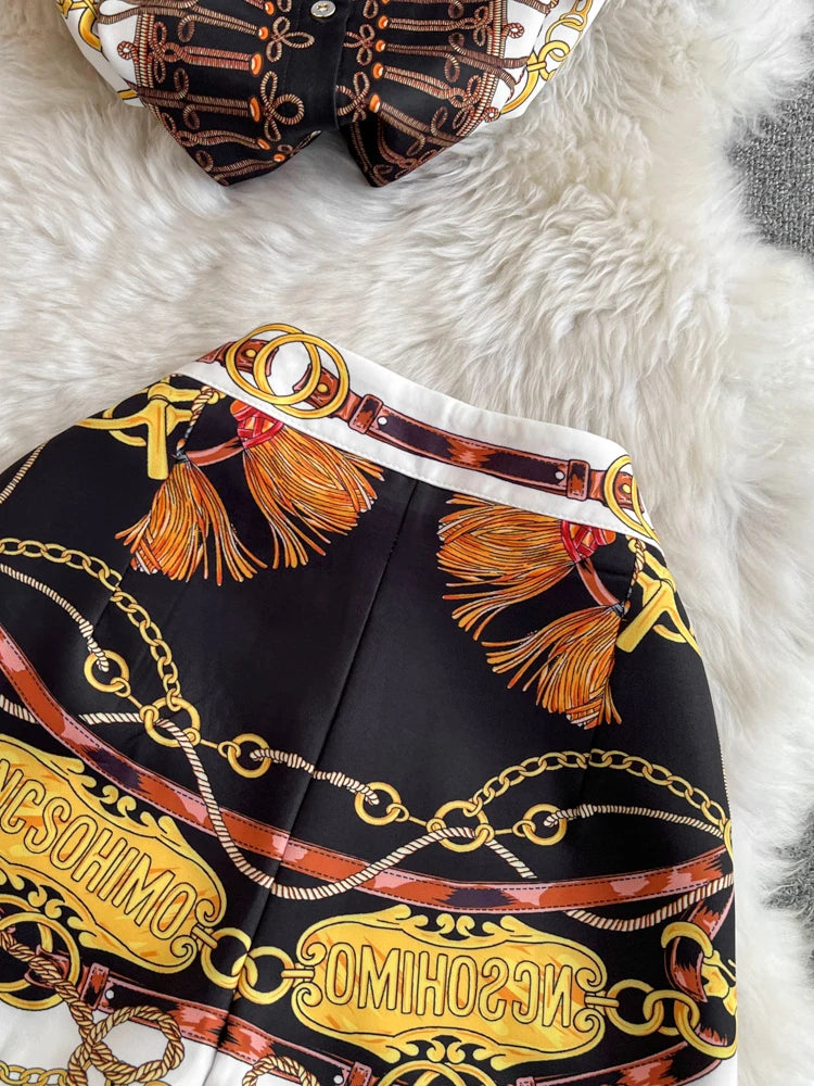Temperament 2 Piece Sets for Women Short Sleeve Single Breasted Shirts High Waist Shorts Outfits Floral Summer Suit Roupas Femme