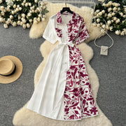 Chic Single Breasted Spliced Elegant Korean Fashion Fairy Sexy High Waist Vestidos Summer High Street Women Vacation