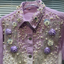 Long sleeve jacket with 3D flowers and high quality pearl