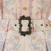 Ele High Waist Long Sve Printed Dr with Pearl Embelliment Slimming Effect irt Sle ort Pants Ensemble