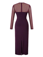 Women's French Sexy Midi Dress Woman Elegant Black Purple