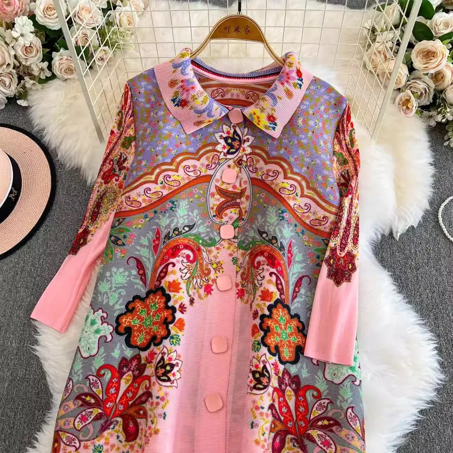 floral print shirt dress long sleeve Rickie Freeman For Teri Jon Floral-Print Faille Taffeta Shirt Gown, White, Women's, 6, Evening Gowns