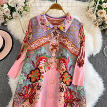 Long sleeve flower print shirt dress