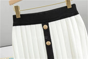 Round Neck Slim Short Sweater Skirts Set+Vintage Knitted Skirts