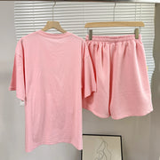 Fashion Butterfly Floral Beading Women's Set T-shirt and Shorts  Summer Active Two 2 Piece Sets Outfit Tracksuit