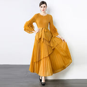 Miyake Spring Women's Clothing French Light Luxury Temperament Elegant Pleated Clothes Two-piece Set  Irregular Skirt 2025