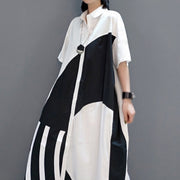 Large size dress loose fit black and white casual tide short sleeve high quality