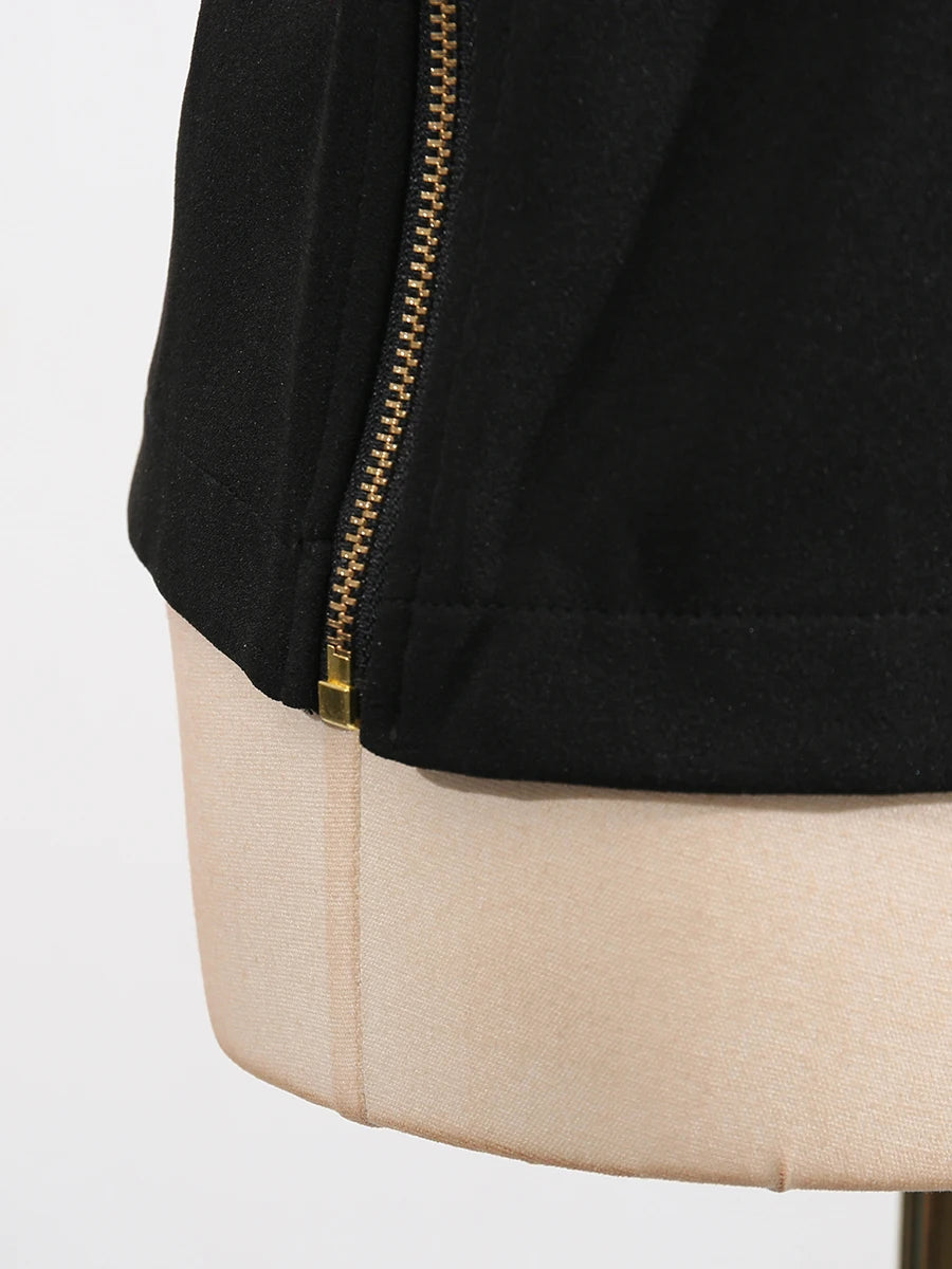 Square neck, sleeveless, patchwork top with high quality metal buckle