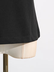 Square neck, sleeveless, patchwork top with high quality metal buckle