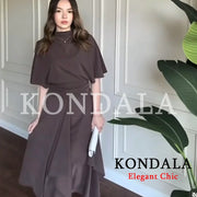 KONDALA Women Trendy Skirt Set Half High Collar Top Asymmetrical Skirt New Fashion 2026 Spring Summer Beach Holiday Skirt Set