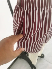 Women Shorts Pant Set Two Piece Sets Jogger Tracksuit Turn Down Collar Full Sleeve Shirt Striped Short Pants High Waist