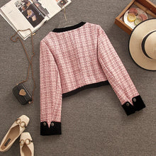 High Quality Tweed Short Jacket+Mini Skirt Two Piece Set