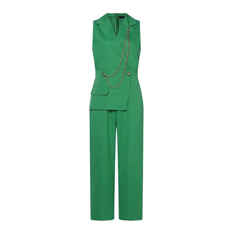 High Quality Straight Pants Elegant Casual Sleeveless Jumpsuit