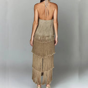 High Quality Fringe Sleeve Off Shoulder High Waist Bodycon Sexy Dress