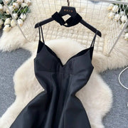 High-waisted, plain A-line formal dresses with thin straps, high quality